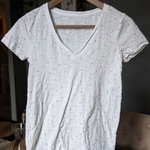 White T-shirt w/gold and silver detail (xs)